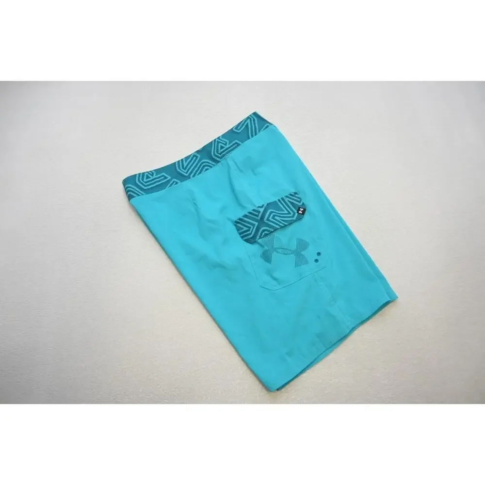 Under Armour Board Shorts HeatGear Loose Blue Athletic Water‎ Swim Mens Sz 38